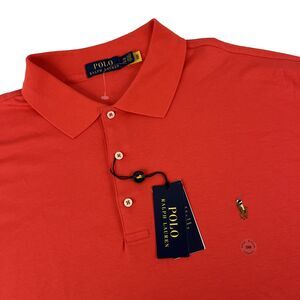 New Mens Polo Ralph Lauren Short Sleeve Polo Shirt Sz 2XB NWT Salmon Red Flesh